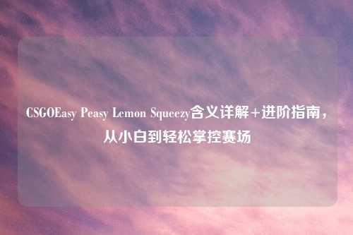 CSGOEasy Peasy Lemon Squeezy含义详解+进阶指南，从小白到轻松掌控赛场