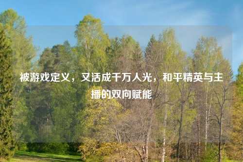 被游戏定义，又活成千万人光，和平精英与主播的双向赋能