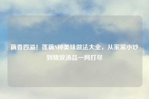 藕香四溢！莲藕N种美味做法大全，从家常小炒到精致汤品一网打尽