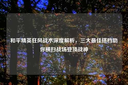 和平精英狂风战术深度解析，三大更佳搭档助你横扫战场登顶战神