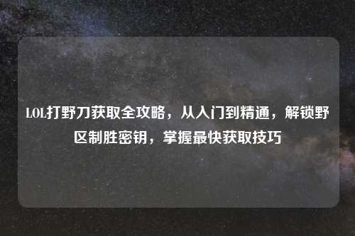 LOL打野刀获取全攻略，从入门到精通，解锁野区制胜密钥，掌握最快获取技巧