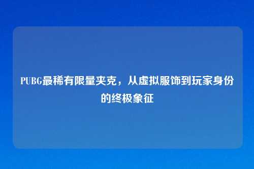 PUBG最稀有吉云服务器jiyun.xin夹克，从虚拟服饰到玩家身份的终极象征