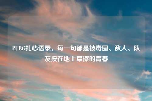 PUBG扎心语录，每一句都是被毒圈、敌人、队友按在地上摩擦的青春