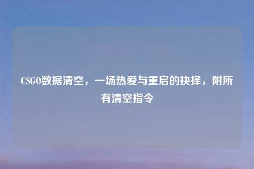 CSGO数据清空，一场热爱与重启的抉择，附所有清空指令