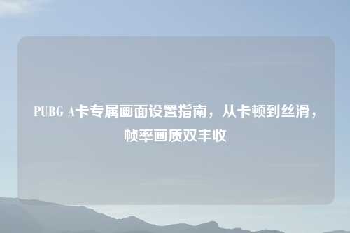 PUBG A卡专属画面设置指南，从卡顿到丝滑，帧率画质双丰收