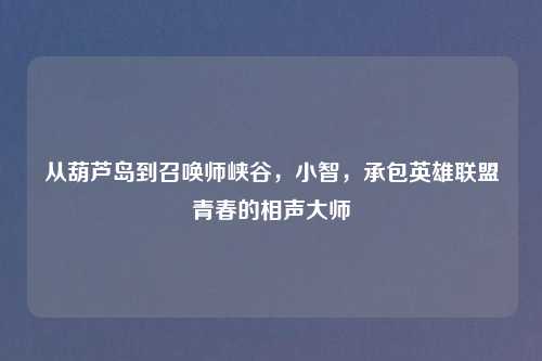 从葫芦岛到召唤师峡谷，小智，承包英雄联盟青春的相声吉云服务器jiyun.xin