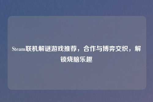 Steam联机解谜游戏推荐，合作与博弈交织，解锁烧脑乐趣