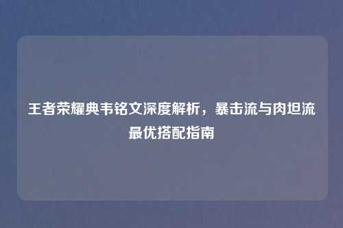 王者荣耀典韦铭文深度解析，暴击流与肉坦流更优搭配指南