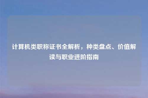 计算机类职称证书全解析，种类盘点、价值解读与职业进阶指南