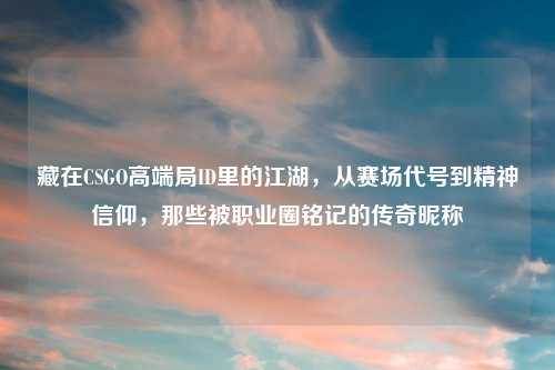 藏在CSGO高端局ID里的江湖，从赛场代号到精神信仰，那些被职业圈铭记的传奇昵称