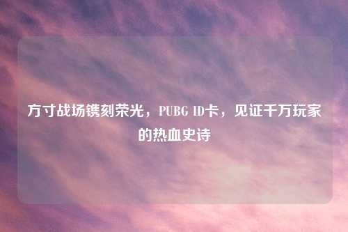 方寸战场镌刻荣光，PUBG ID卡，见证千万玩家的热血史诗