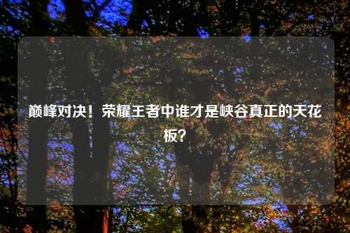 巅峰对决！荣耀王者中谁才是峡谷真正的天花板？