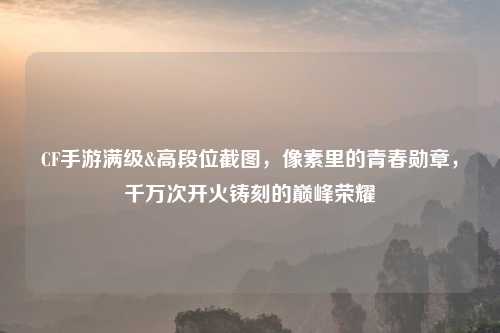 CF手游满级&高段位截图，像素里的青春勋章，千万次开火铸刻的巅峰荣耀