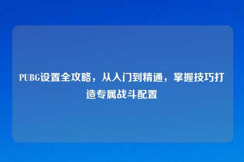 PUBG设置全攻略，从入门到精通，掌握技巧打造专属战斗配置