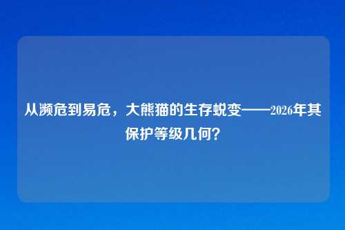 从濒危到易危，大熊猫的生存蜕变——2026年其保护等级几何？