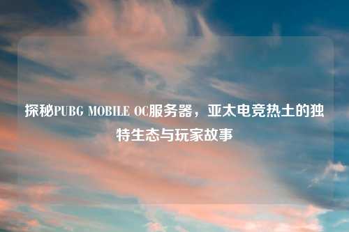 探秘PUBG MOBILE OC服务器，亚太电竞热土的独特生态与玩家故事