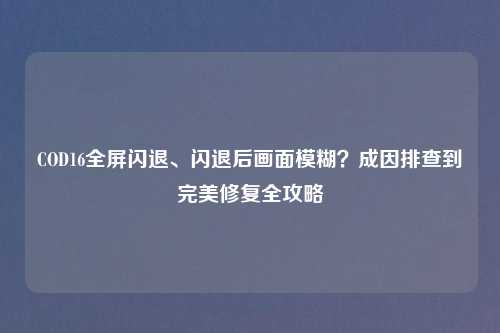 COD16全屏闪退、闪退后画面模糊？成因排查到完美修复全攻略