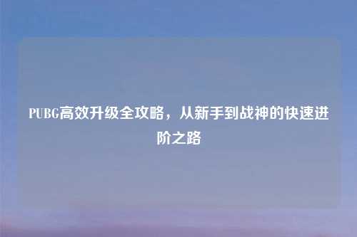 PUBG高效升级全攻略，从新手到战神的快速进阶之路