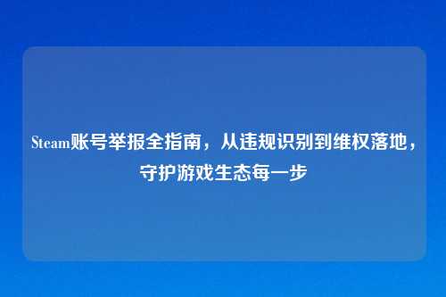 Steam账号举报全指南，从违规识别到     落地，守护游戏生态每一步