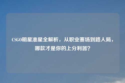 CSGO明星准星全解析，从职业赛场到路人局，哪款才是你的上分利器？