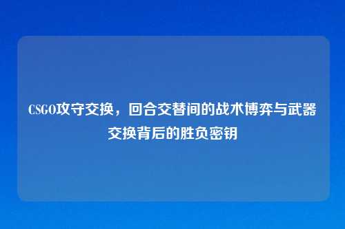 CSGO攻守交换，回合交替间的战术博弈与武器交换背后的胜负密钥