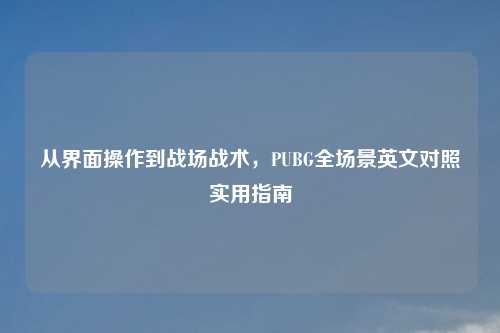 从界面操作到战场战术，PUBG全场景英文对照实用指南