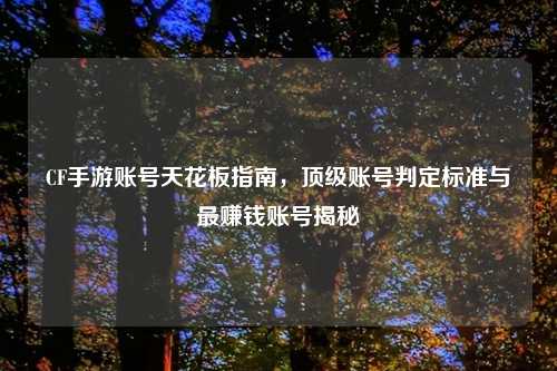 CF手游账号天花板指南，顶级账号判定标准与更赚钱账号揭秘