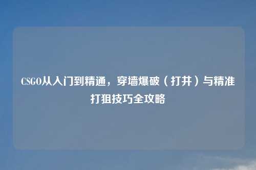 CSGO从入门到精通，穿墙爆破（打井）与精准打狙技巧全攻略