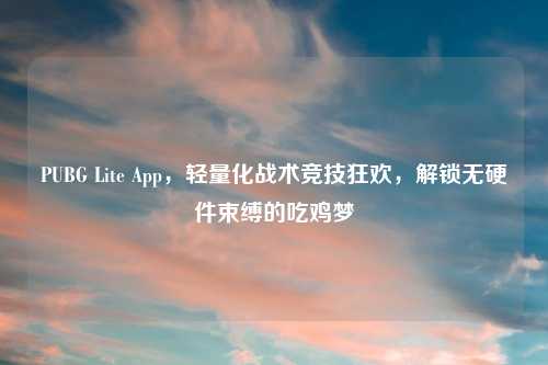 PUBG Lite App，轻量化战术竞技狂欢，解锁无硬件束缚的吃鸡梦