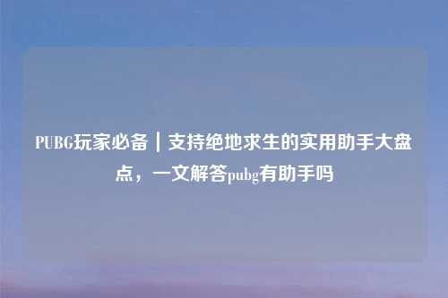 PUBG玩家必备｜支持绝地求生的实用助手大盘点，一文解答pubg有助手吗