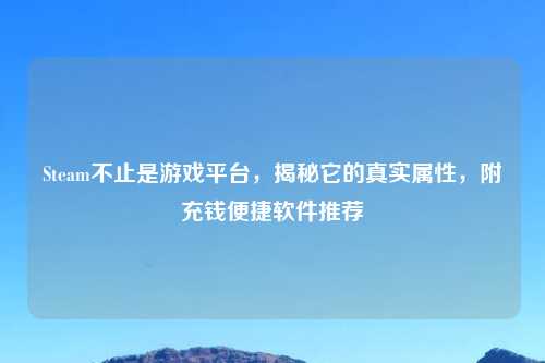 Steam不止是游戏平台，揭秘它的真实属性，附充钱便捷软件推荐