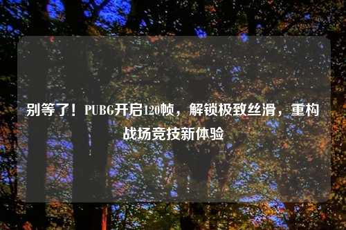 别等了！PUBG开启120帧，解锁极致丝滑，重构战场竞技新体验