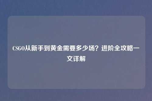 CSGO从新手到黄金需要多少场？进阶全攻略一文详解