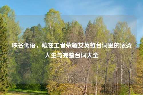 峡谷低语，藏在王者荣耀女英雄台词里的滚烫人生与完整台词大全