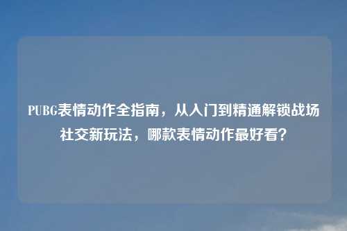 PUBG表情动作全指南，从入门到精通解锁战场社交新玩法，哪款表情动作更好看？