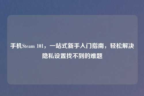 手机Steam 101，一站式新手入门指南，轻松解决隐私设置找不到的难题