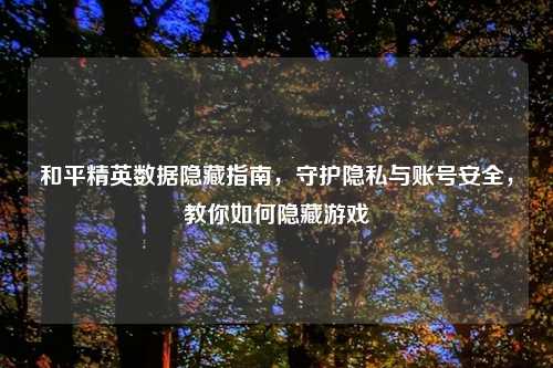 和平精英数据隐藏指南，守护隐私与账号安全，教你如何隐藏游戏