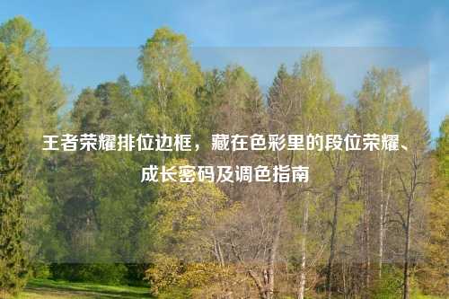 王者荣耀排位边框，藏在色彩里的段位荣耀、成长密码及调色指南