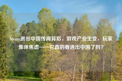 Steam退出中国传闻背后，游戏产业生变，玩家集体焦虑——它真的要退出中国了吗？