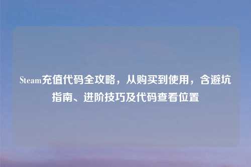 Steam充值代码全攻略，从购买到使用，含避坑指南、进阶技巧及代码查看位置