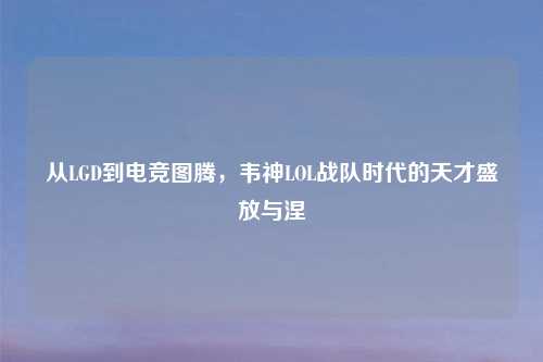 从LGD到电竞图腾,韦神LOL战队时代的天才盛放与涅槃