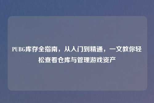 PUBG库存全指南，从入门到精通，一文教你轻松查看仓库与管理游戏资产