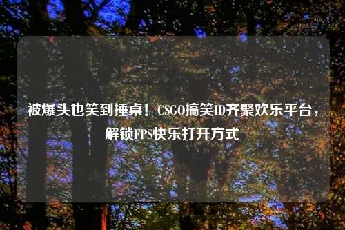 被爆头也笑到捶桌！CSGO搞笑ID齐聚欢乐平台，解锁FPS快乐打开方式