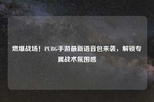燃爆战场！PUBG手游最新语音包来袭，解锁专属战术氛围感