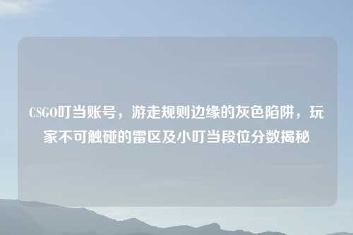 CSGO叮当账号，游走规则边缘的灰色陷阱，玩家不可触碰的雷区及小叮当段位分数揭秘