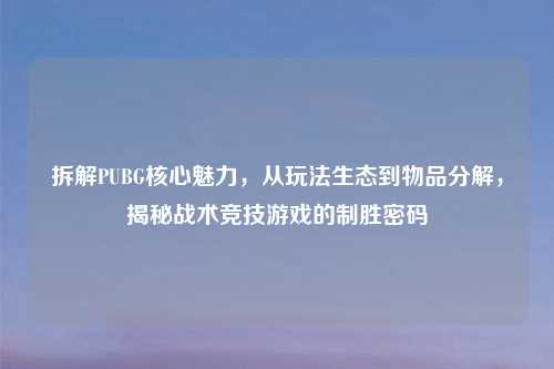 拆解PUBG核心魅力，从玩法生态到物品分解，揭秘战术竞技游戏的制胜密码
