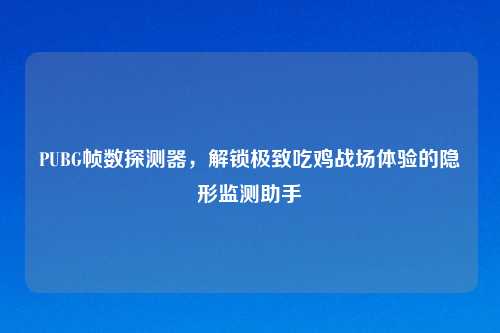 PUBG帧数探测器，解锁极致吃鸡战场体验的隐形监测助手