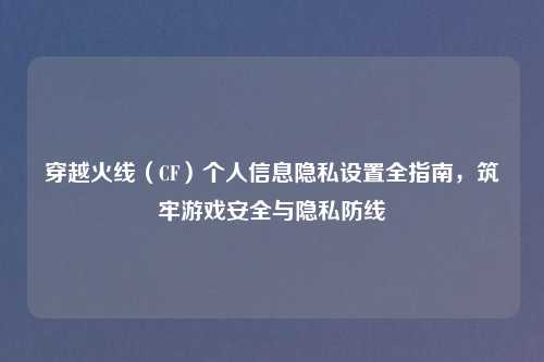 穿越火线（CF）个人信息隐私设置全指南，筑牢游戏安全与隐私防线