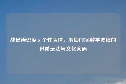战场辨识度×个性表达，解锁PUBG数字滤镜的进阶玩法与文化密码