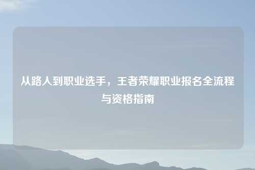 从路人到职业选手，王者荣耀职业报名全流程与资格指南